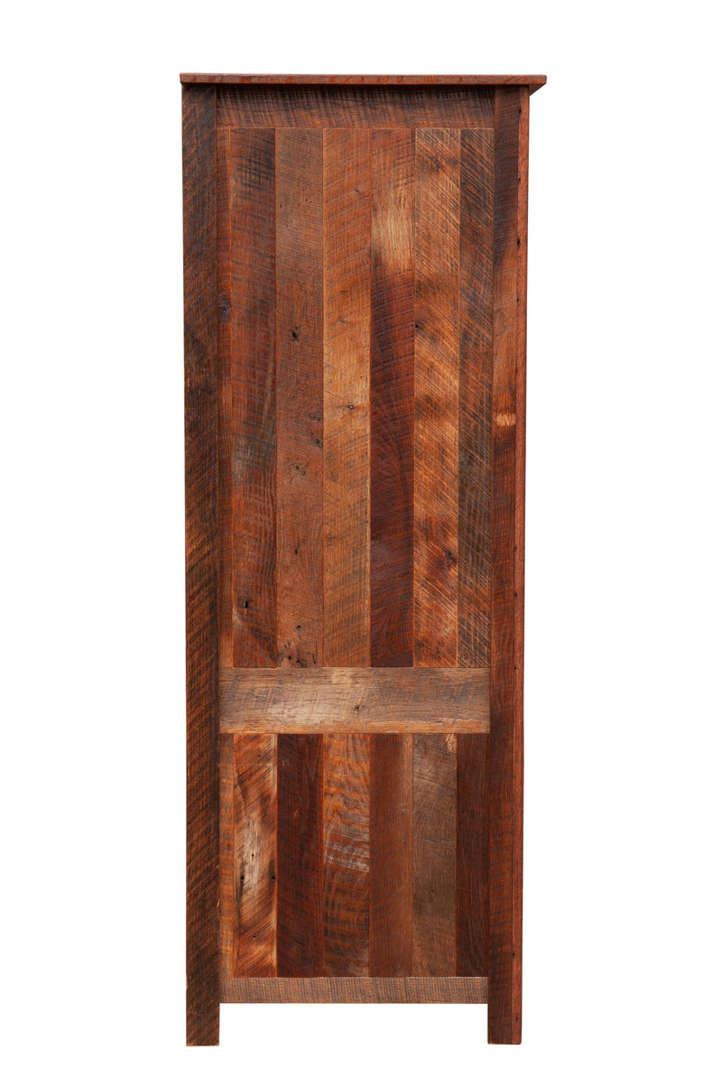 Side view of the Ptarmigan Peak Reclaimed Barnwood Wardrobe showing the reclaimed oak side panel