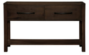 Front view of the Quail Mountain Solid Hickory Two Drawer Console Table