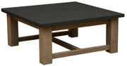 Angled view of the Red Peak Pine Square Coffee Table
