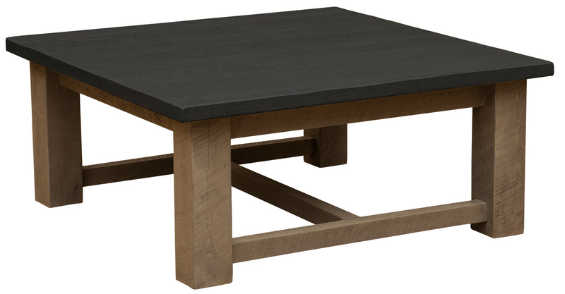 Angled view of the Red Peak Pine Square Coffee Table