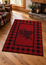 Red Pinecone Retreat Lodge Rug Collection Living Room | The Cabin Shack