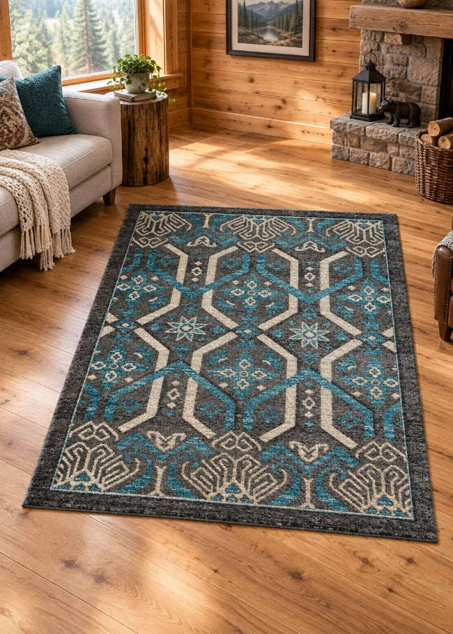 Rio Rancho Gray Rug Living Room | The Cabin Shack