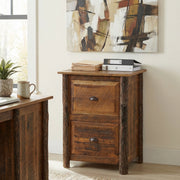 Robeson Peak Barnwood and Hickory Two Drawer File Cabinet front view