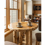 Rogers Pass Cedar Log Round Pub Table in Natural with a standard finish
