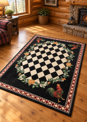 Rooster Kitchen Black Rug Collection Living Room | The Cabin Shack