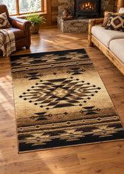 Saguache Black Rug Living Room | The Cabin Shack