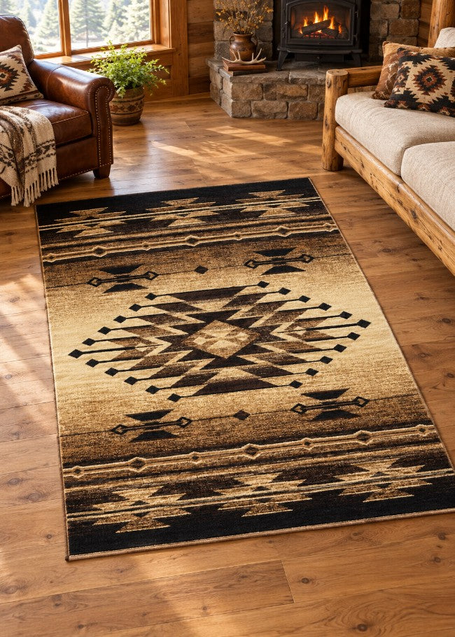 Saguache Black Rug Living Room | The Cabin Shack