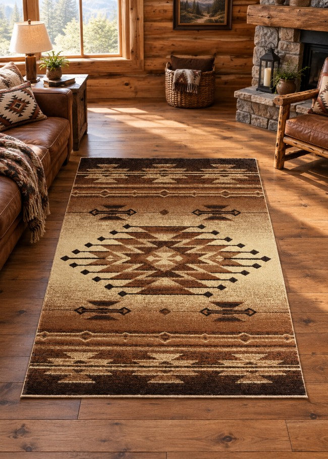Saguache Brown Rug Living Room | The Cabin Shack