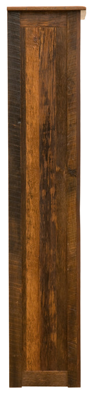 Side view of the Sand Mountain Reclaimed Barnwood Five Shelf Bookcase