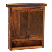 Angled view of the Santa Fe Peak Reclaimed Barnwood Over the Toilet Cabinet
