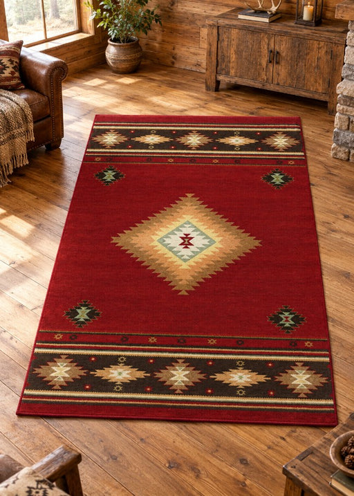 Senora Red Rug Living Room | The Cabin Shack