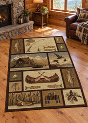 Shadow Mountain Lake Rustic Rug Collection Living Room | The Cabin Shack