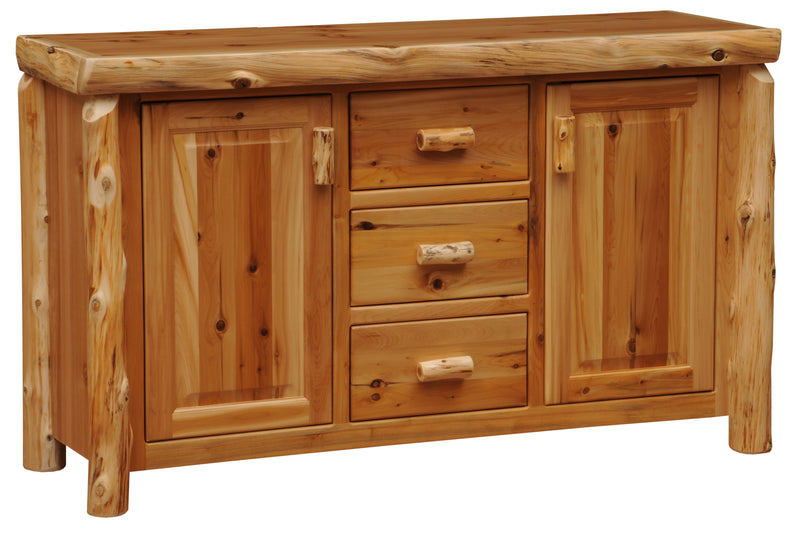 Angled view of the Shipler Mountain Cedar Log Sideboard