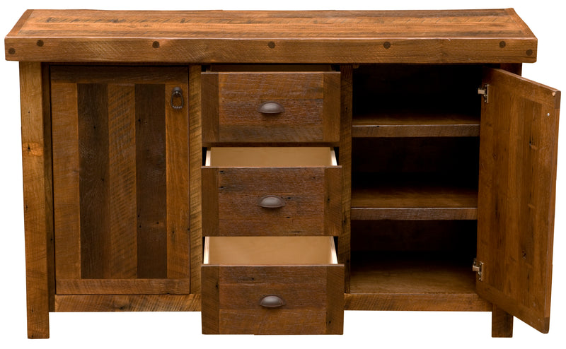 Second close-up detail of the Snowdon Peak Reclaimed Barnwood Sideboard