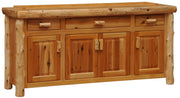 Angled view of the South Boulder Peak Cedar Log Four Door Buffet