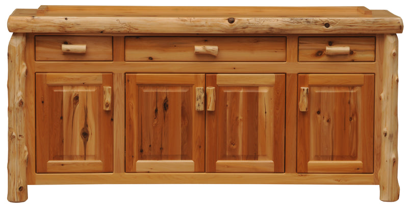 Front view of the South Boulder Peak Cedar Log Four Door Buffet