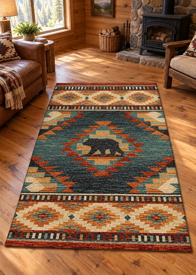 Southwest Bear Rug Living Room | The Cabin Shack
