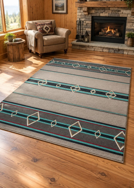 Southwest Corners Turquiose Rug Collection Living Room | The Cabin Shack