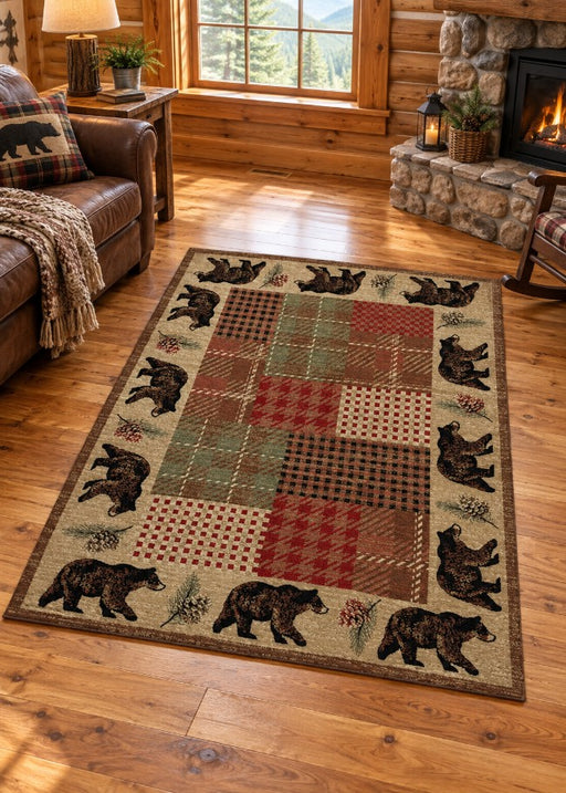 Spruce Trail Bear Rug Living Room | The Cabin Shack