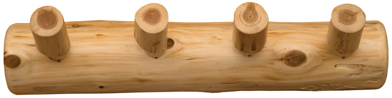 Angled view of the St Vrain Mountain Cedar Log Wall Coat Rack