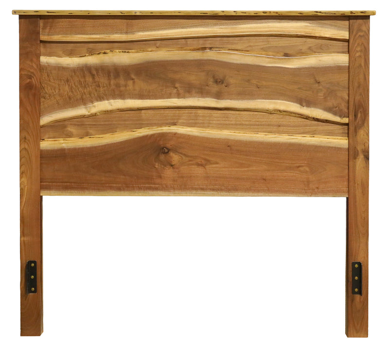 Front view of the Star Peak Live Edge Walnut Headboard