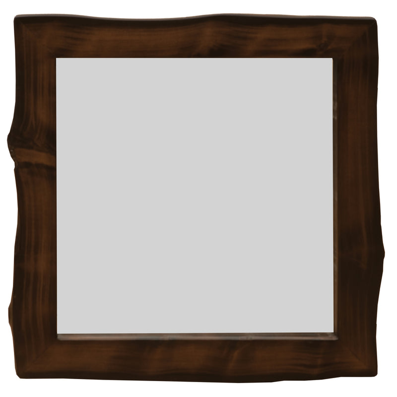 Angled view of the Storm King Peak Rough Hewn Cedar Log Mirror