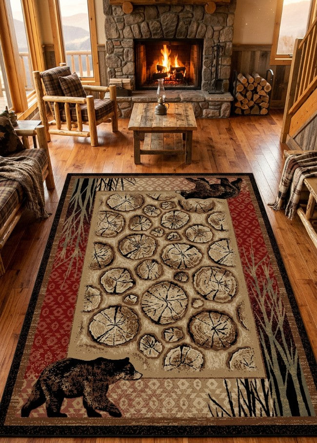 Stumpy Ridge Bear Rug Living Room | The Cabin Shack