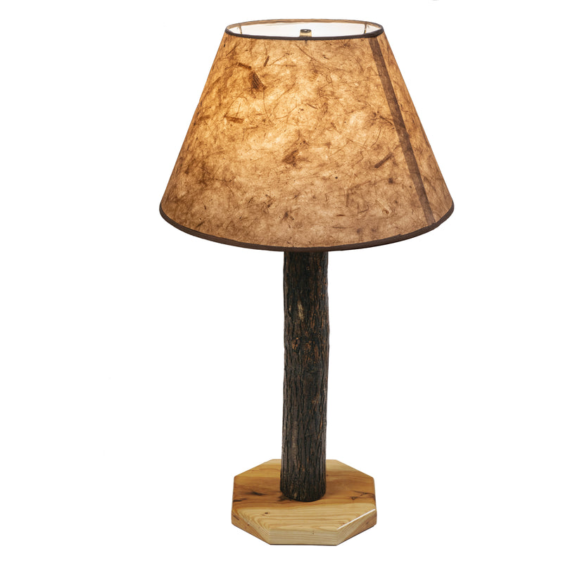 Angled view of the Taylor Mountain Hickory Log Buffet Lamp