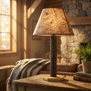 Taylor Mountain Hickory Log Buffet Lamp on a lodge sideboard