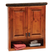 Angled view of the Teller Mountain Hickory Log Over the Toilet Cabinet