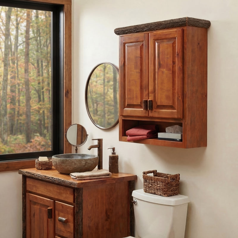 Teller Mountain Hickory Log Over the Toilet Cabinet in Espresso