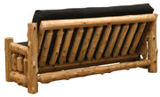 Back view of the Tenmile Peak Cedar Log Futon showing the cedar log back slats