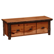 Terra Tomah Mountain Hickory Log Three Drawer Entry Bench in Cinnamon stain