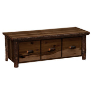Terra Tomah Mountain Hickory Log Three Drawer Entry Bench in Espresso stain