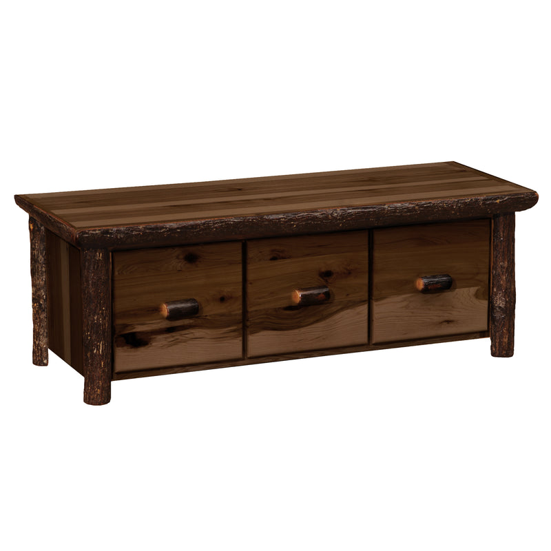 Terra Tomah Mountain Hickory Log Three Drawer Entry Bench in Espresso stain