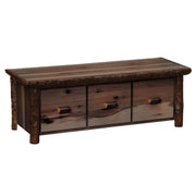 Terra Tomah Mountain Hickory Log Three Drawer Entry Bench in Slate stain
