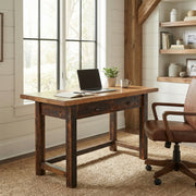 Thirsty Peak Reclaimed Barnwood Two Drawer Writing Desk with an Artisan Top