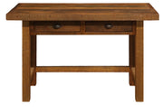 Front view of the Thirsty Peak Reclaimed Barnwood Two Drawer Writing Desk