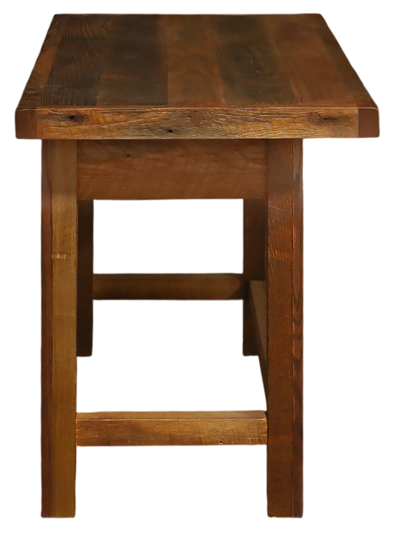 Side view of the Thirsty Peak Reclaimed Barnwood Two Drawer Writing Desk