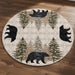Round rug with bear and tree pattern on a white background
