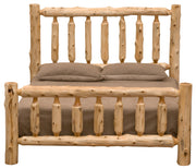 Front view of the Timber Ridge Log Spindle Bed with classic log spindle headboard