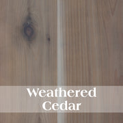 Weathered finish option of the Timber Ridge Log Spindle Bed handcrafted from cedar logs