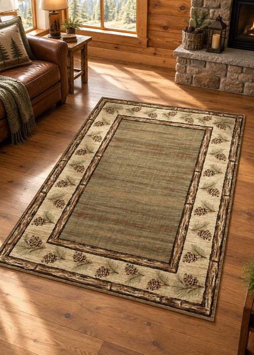 Timberframe Pinecone Rug Living Room | The Cabin Shack