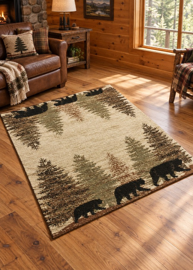 Timberline Bear Rug Living Room | The Cabin Shack