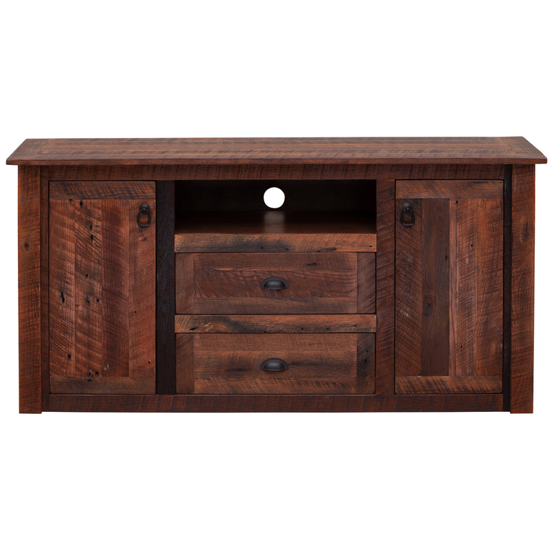 Front view of the Trail Ridge Reclaimed Barnwood Widescreen TV Stand