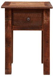 Front view of the Treasure Mountain Reclaimed Barnwood Nightstand with a single drawer