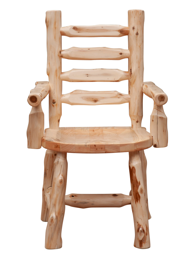 Front view of the Trinity Peak Cedar Ladder Back Arm Chair