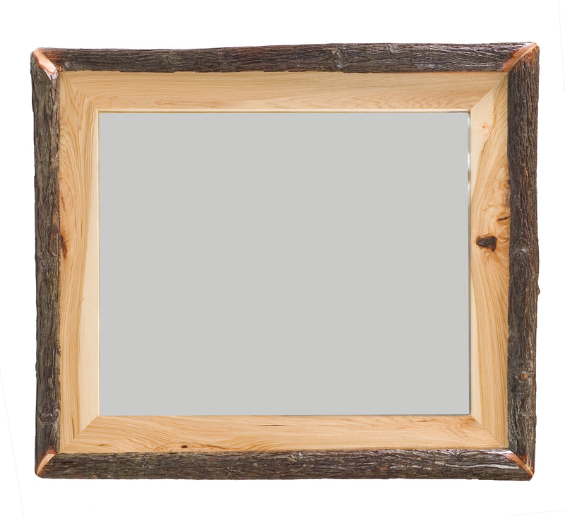 Angled view of the Turret Peak Hickory Log Mirror