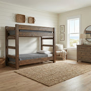 Twin Sisters Peak Pine Bunk Bed in a bright cabin bunk room