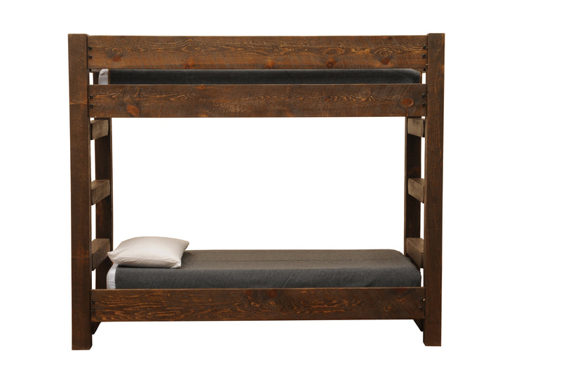 Front view of the Twin Sisters Peak Pine Bunk Bed